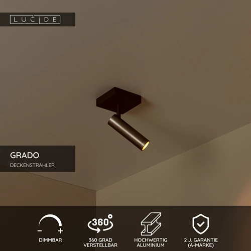 Lucide GRADO - Deckenstrahler - 1xGU10 (MR11) - Grauguss - USP